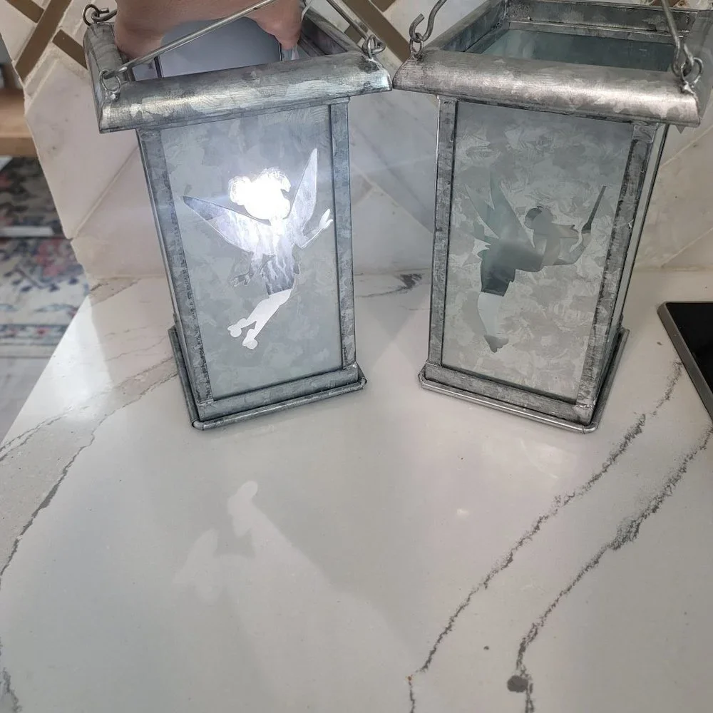 Disney Tinkerbell NWT Galvanized Metal Silhouette Candle Lanterns 9